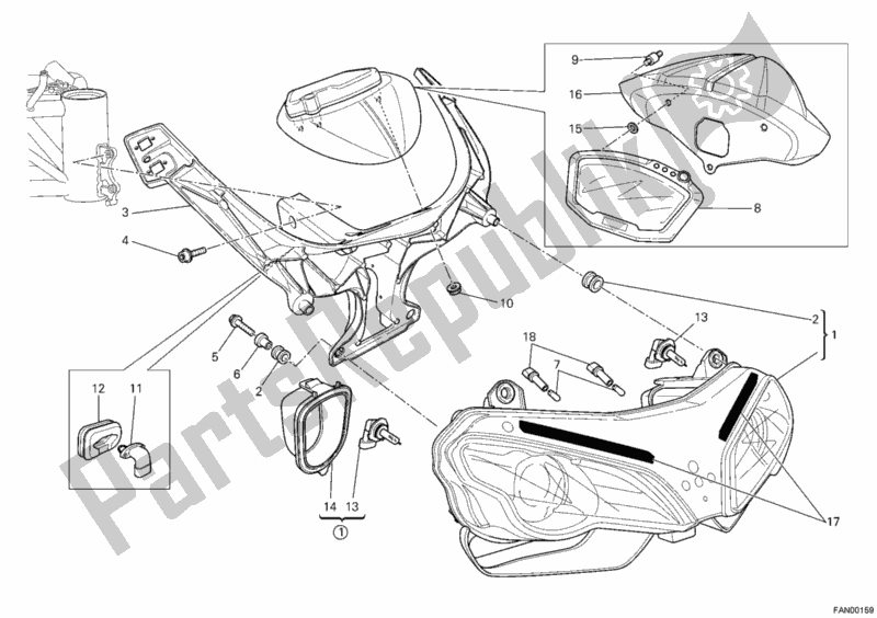 Toutes les pièces pour le Phare du Ducati Superbike 1198 S 2009
